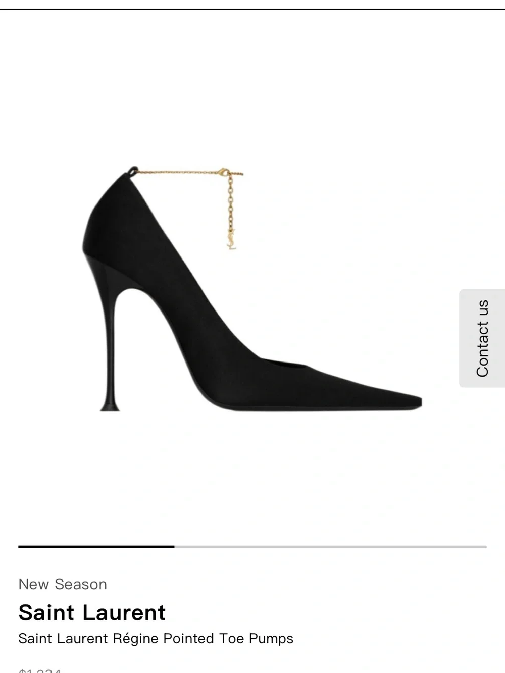 Saint Laurent Black Pointed-Toe Pumps with Gold Chain - Picture 2 of 4